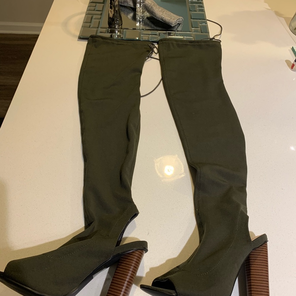 Hunter Green thigh boots